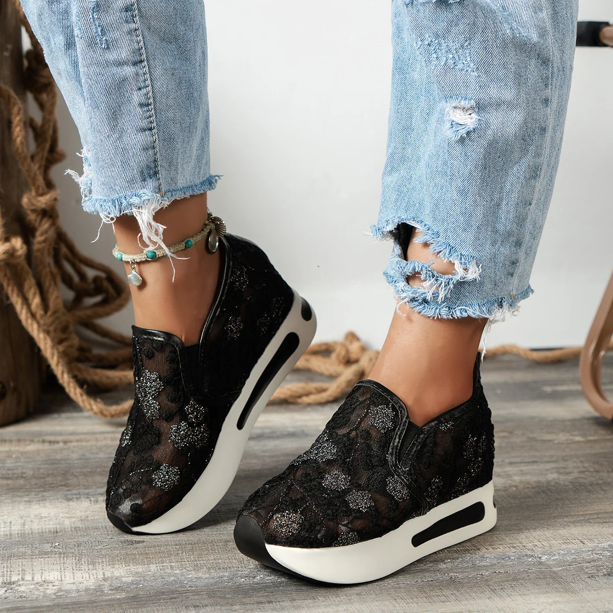 Lace Flats Platform Women Spor - Running Gear Ladies 评论和价格